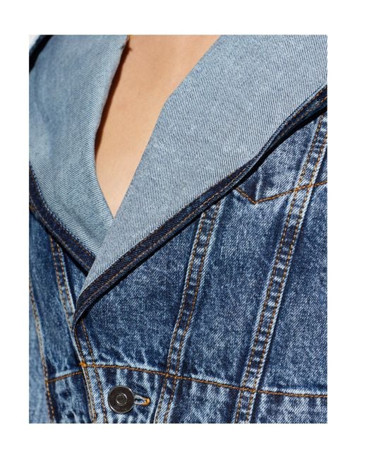 Alaïa Blue Alaïa Hooded Denim Jacket