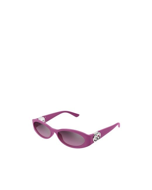Gucci Purple Eyewear Oval Frame Sunglasses