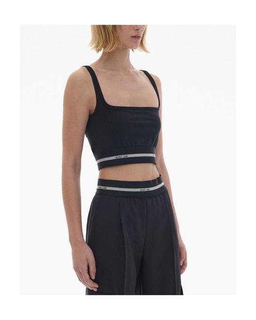 Helmut Lang Blue Logo Band Cropped Top