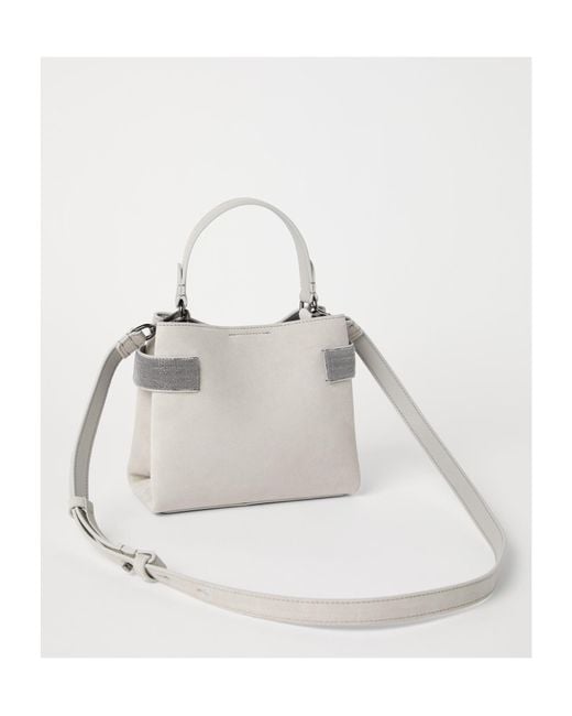 Brunello Cucinelli White Monili-Embellished Suede Tote Bag