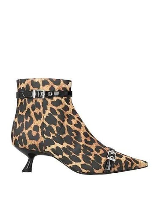 Ganni Brown Leopard Print Ankle Boots
