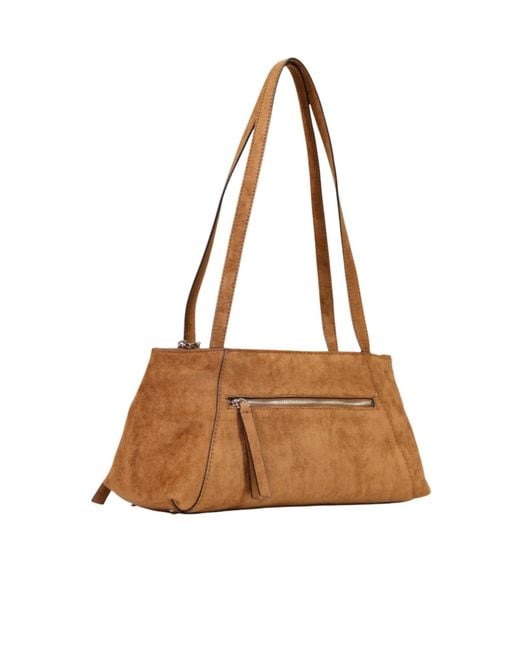 Guess Brown Large Tote Bag With Double Handles