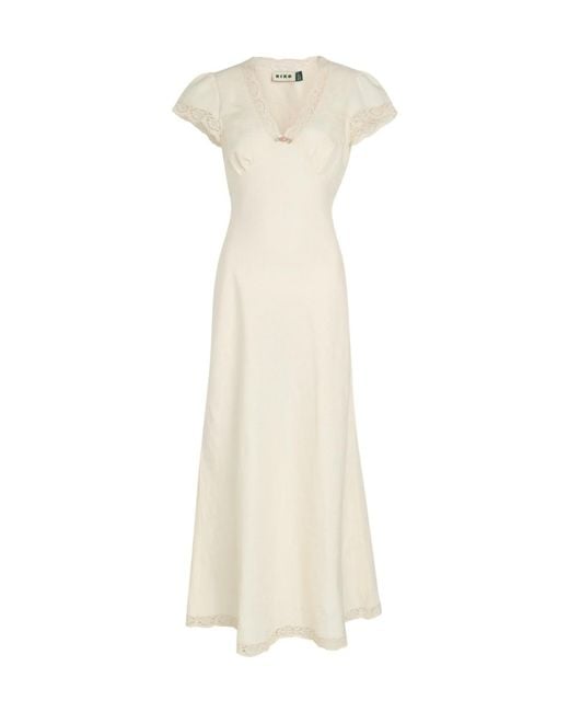 Rixo White Clarice Lace-Embellished Linen-Blend Maxi Dress