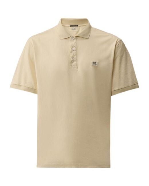 C P Company Natural Logo Patch Short Sleeve Polo Shirt for men