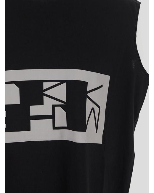 Rick Owens Black Tarp Logo-Print Organic Cotton Top for men