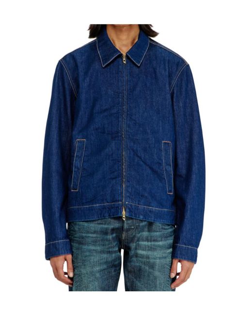 DIESEL Blue D-Rohe Contrast-Stitch Denim Jacket for men