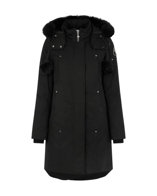 Moose Knuckles Black Logo Plaque Hooded Down Parka