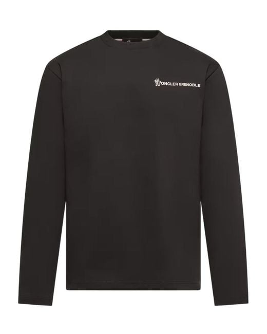 Moncler Black Logo Long Sleeve Cotton T-Shirt for men