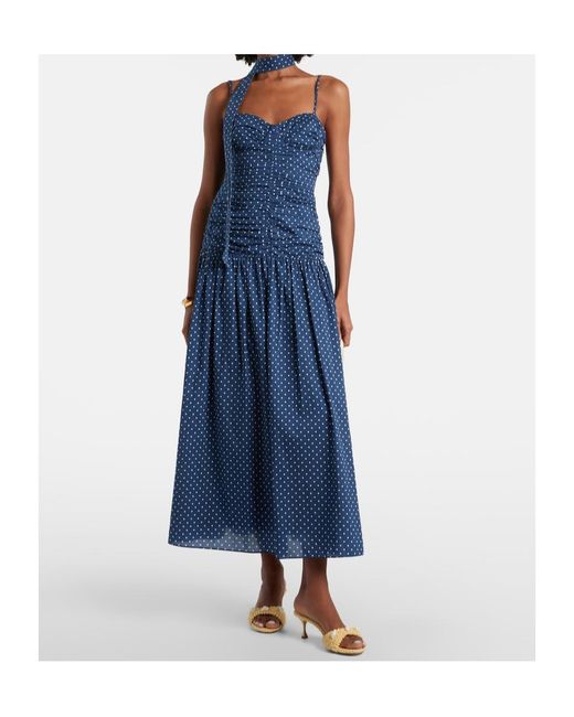 Posse Blue Edie Polka-Dot Maxi Dress