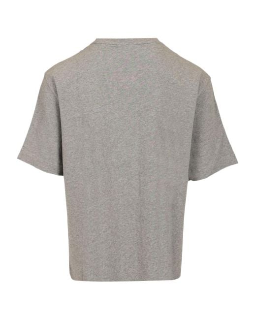 Maison Kitsuné Gray Maison Kitsuné Logo Embroidered Crewneck T-Shirt for men