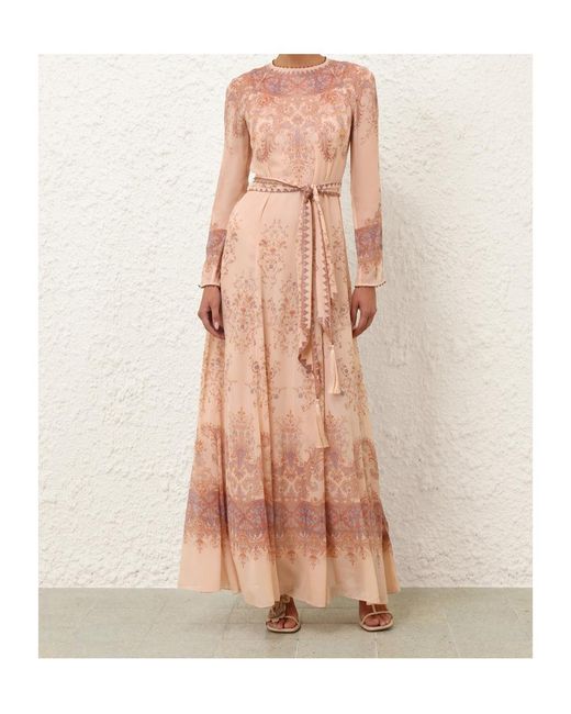 Zimmermann Pink Paisley Print Slim-Fit Dress