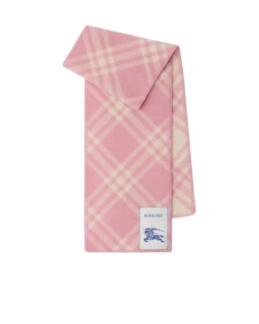 Burberry Pink Logo Patch Check Scarf