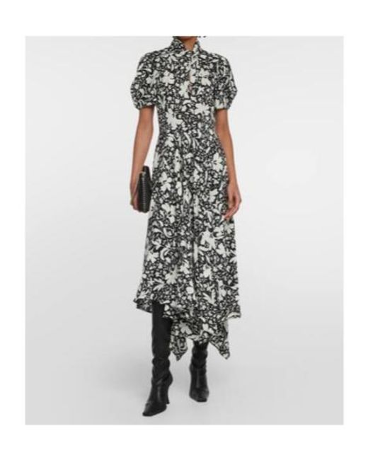 Stella McCartney White Floral Silk Midi Dress