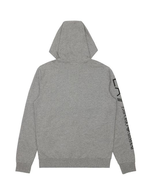 EA7 Gray Logo Printed Hooded Casual Jacket for men