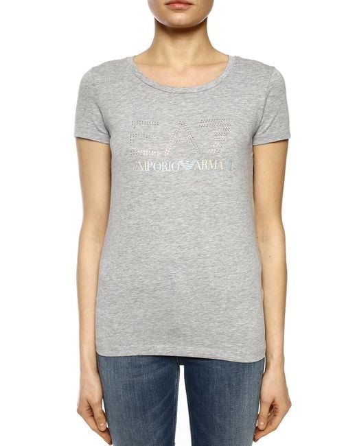 EA7 Gray Ironing A Diamond Logo T-Shirt