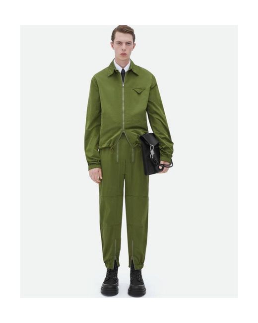 Bottega Veneta Green Logo Zipper Casual Pants for men