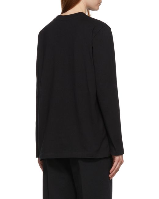 MSGM Black Logo Printed Long-Sleeved T-Shirt