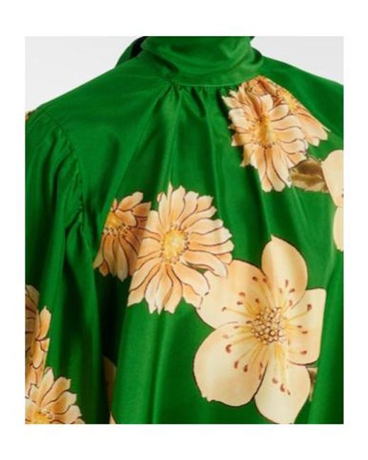 ALÉMAIS Green Sage Floral Silk Blouse