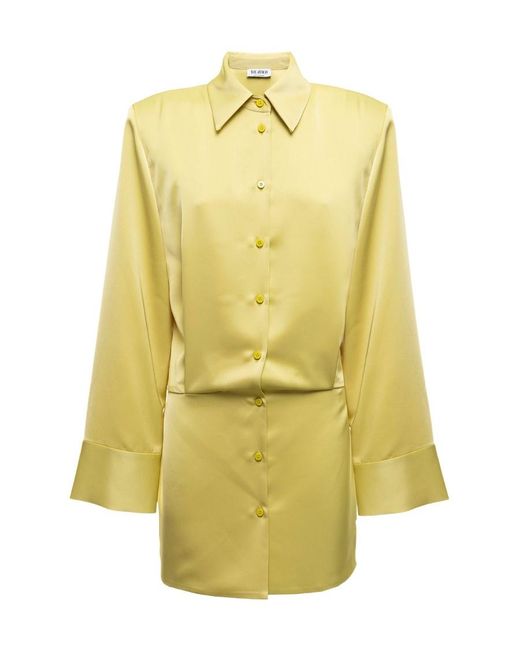 The Attico Yellow The Satin Single-Breasted Mini Shirt Dress