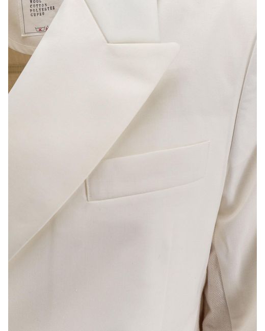 Sacai White Double-Breasted Blazer