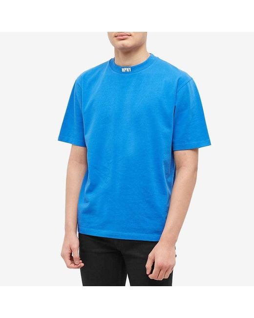 Heron Preston Blue Logo Embroidered Crewneck T-Shirt for men