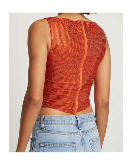 GIUSEPPE DI MORABITO Orange Embellished Cutout Top