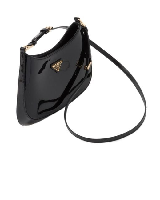 Prada Black Cleo Logo Plaque Shoulder Bag