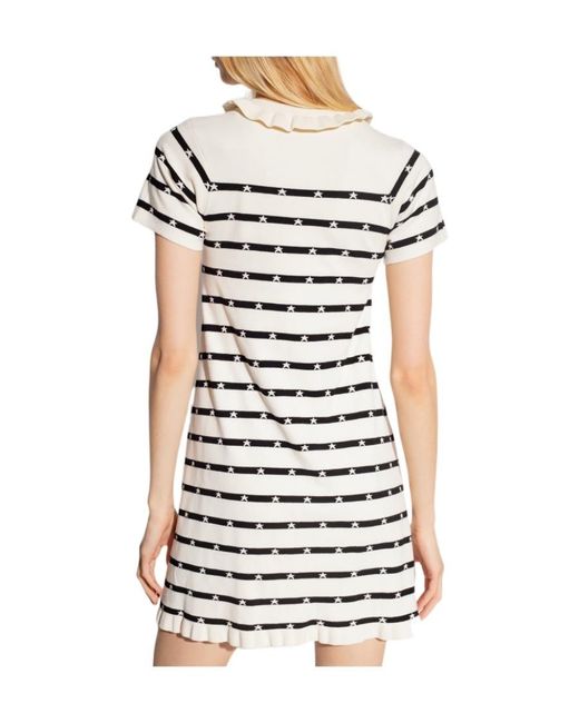 RED Valentino White Logo Striped Dress