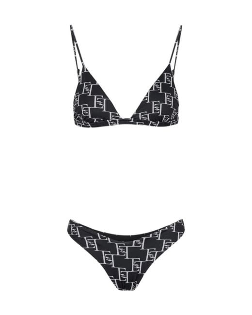 Elisabetta Franchi Multicolor Monogram-Print Bikini Set