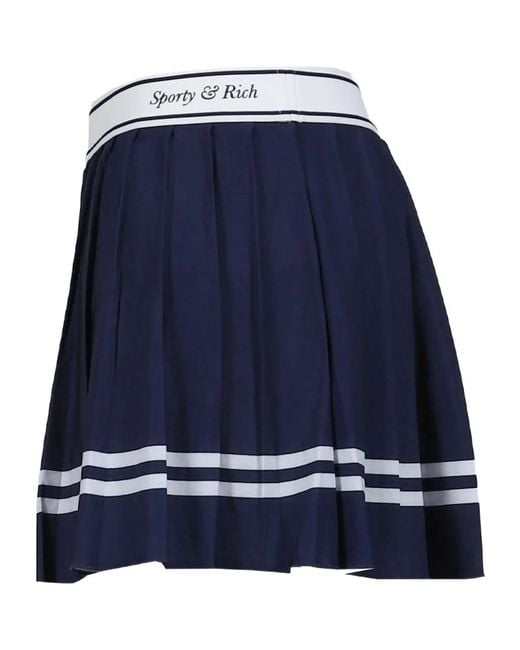 Sporty & Rich Blue Pleated Striped Skirt