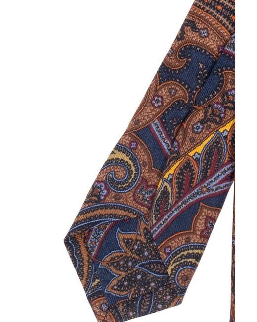 Etro Purple Paisley Printed Pointed-Tip Tie for men