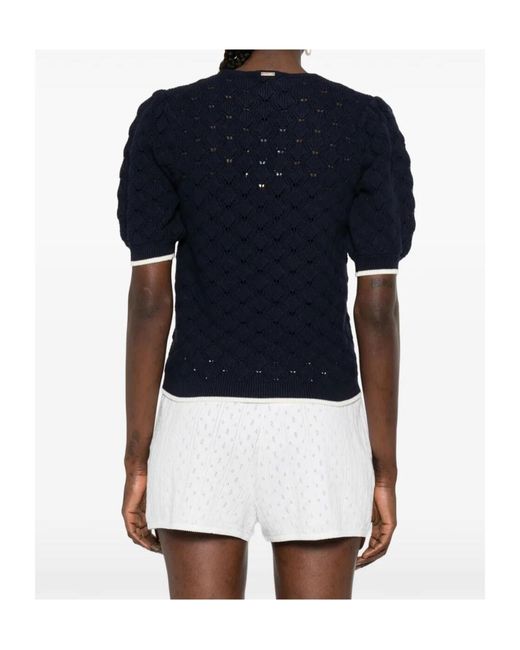 Twinset Blue Tie-Neck Blouse