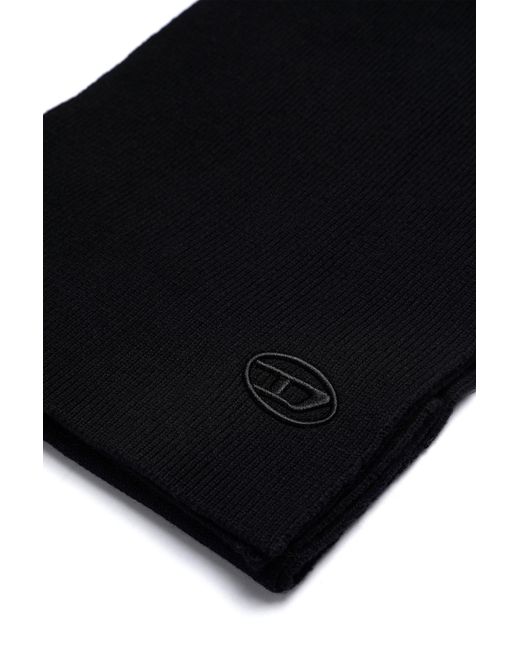 DIESEL Black K-Coder Logo Embroidered Ribbed Scarf for men