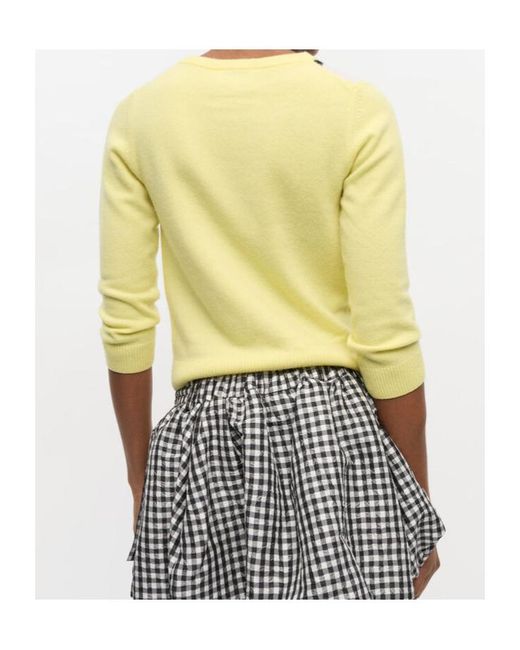 Ganni Yellow Checke Patterned Button-Up Cardigan