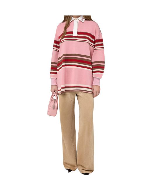 Amiri Red Striped Logo Polo Top