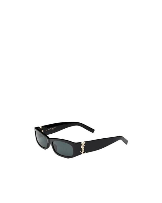 Saint Laurent White Logo-Plaque Rectangle Sunglasses for men