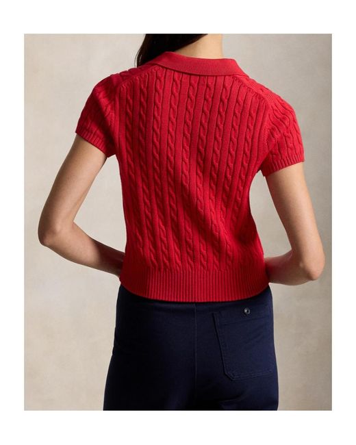 Polo Ralph Lauren Red Cable Knit Polo Top