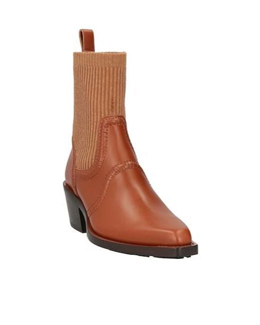 Chloé Brown Minimalist Denim Ankle Boots