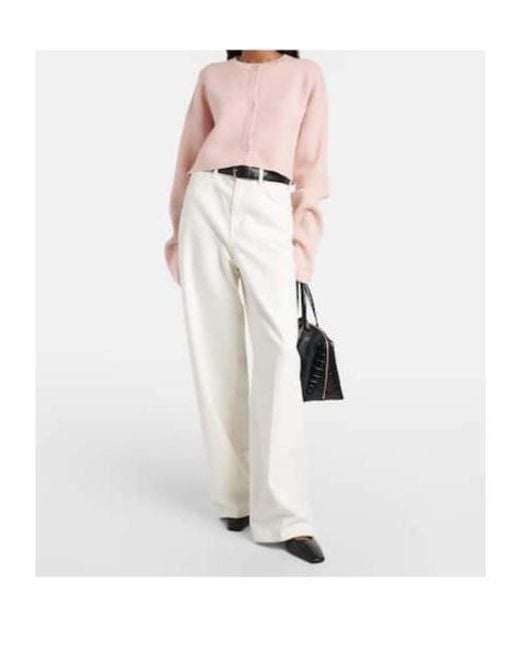 Totême  Pink Cropped Wool-Blend Cardigan