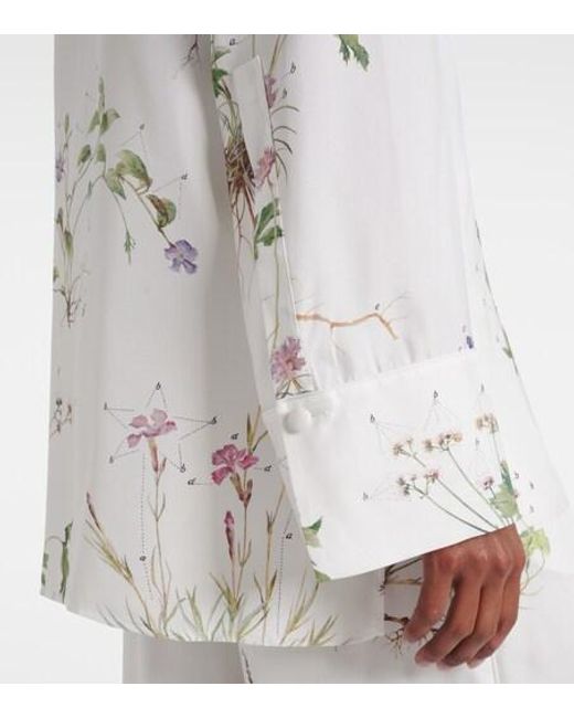 Erdem White Floral Printed Silk Shirt
