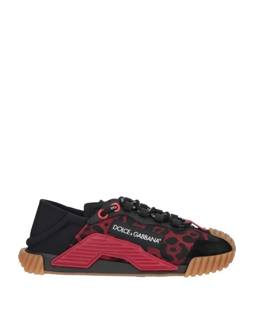 Dolce & Gabbana Red Leopard Print Low-Top Casual Shoes