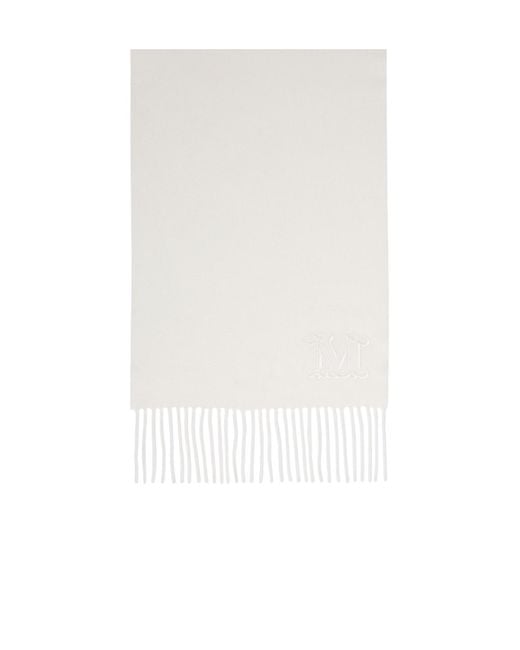 Max Mara White Wsdalia Fringed Edge Scarf