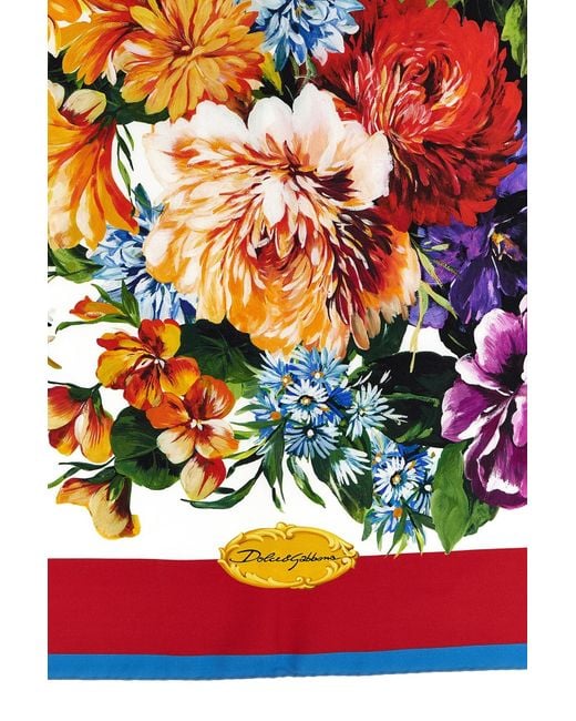 Dolce & Gabbana Red Floral Printed Scarf
