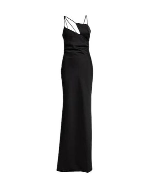 The Attico Black Melva Asymmetric Maxi Dress