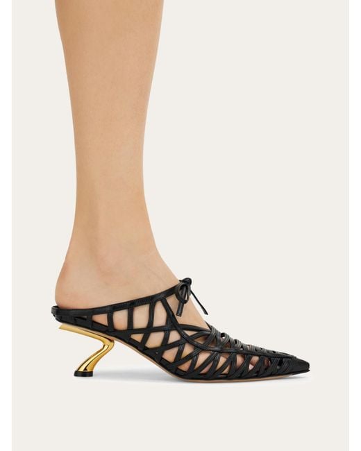 Ferragamo Black S-Shaped Heel Mule
