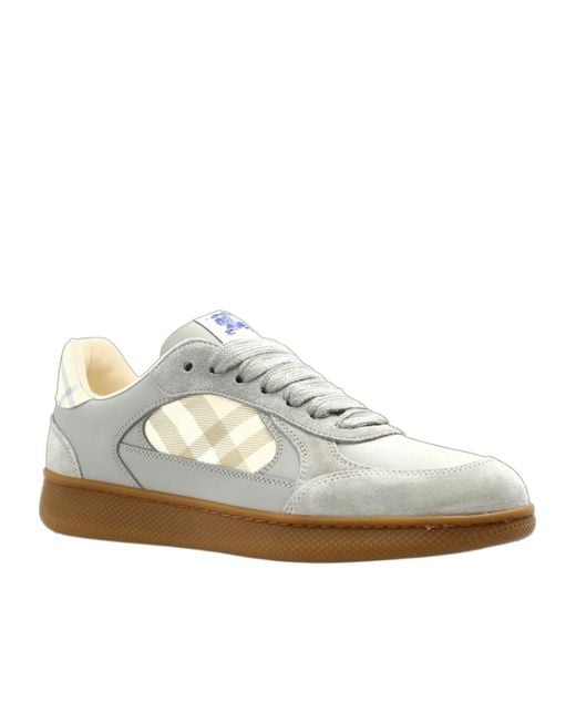 Burberry White Checkered Detailed Low-Top Sneakers