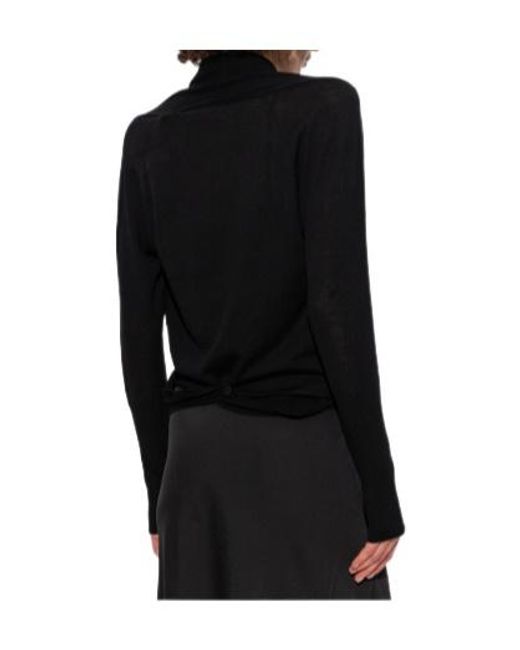 AllSaints Black Draped Knit Top