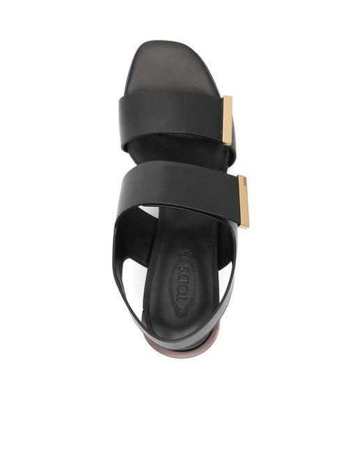 Tod's Black Block Heel Sandals
