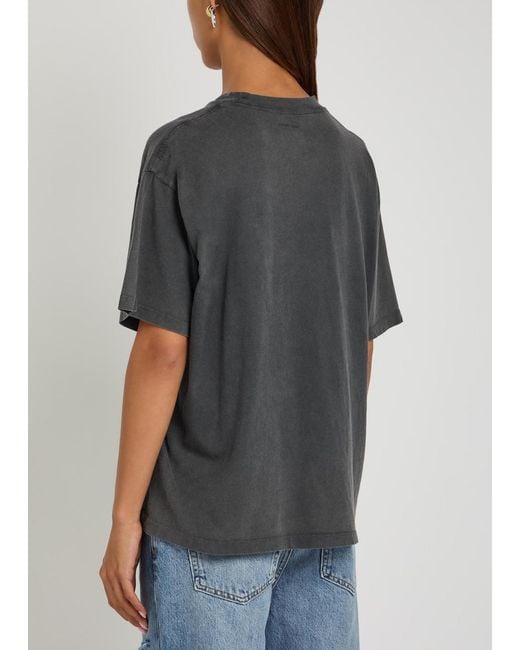 Anine Bing Black Front Back Logo Printed Cotton T-Shirt