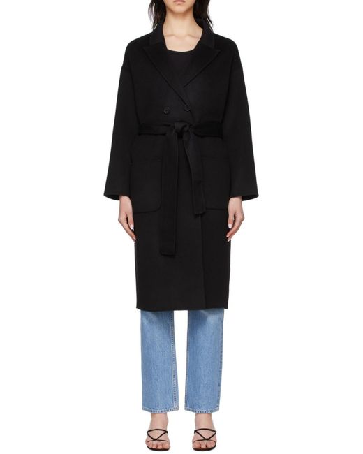 Anine Bing Black V-Neck Double-Breasted Coat
